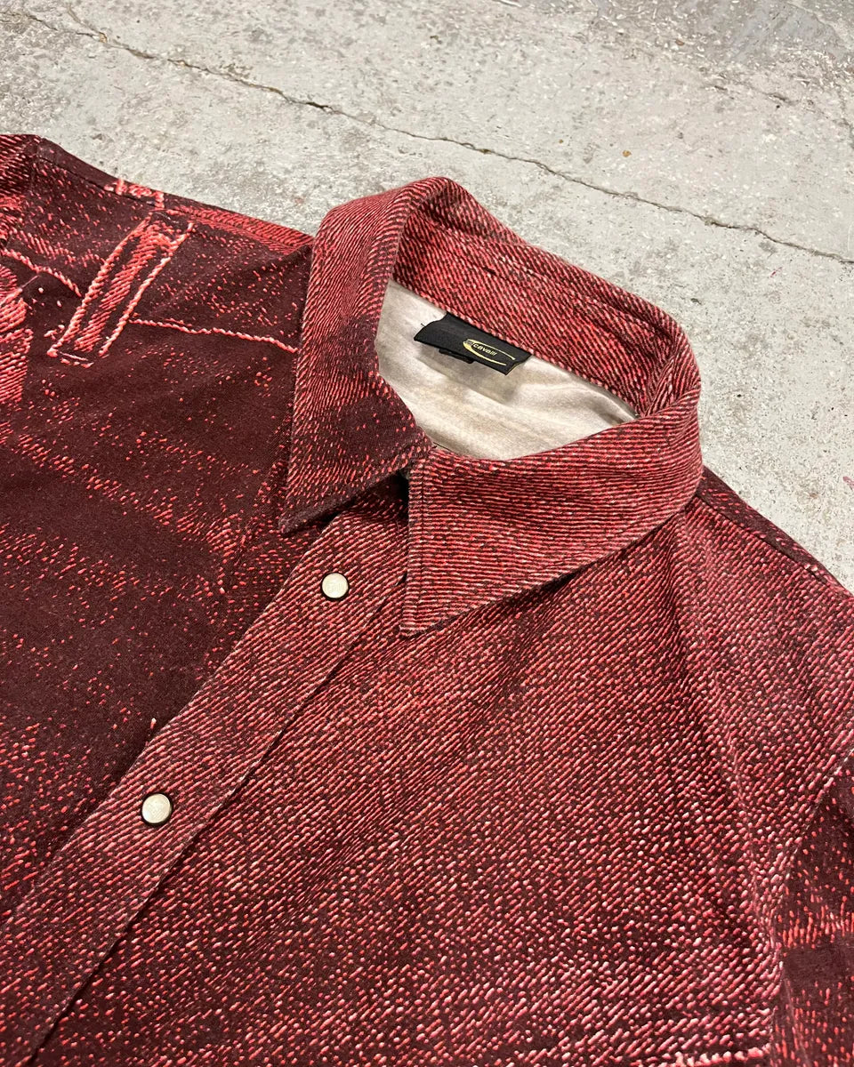 SS2004 Cavalli Red Trompe L’œil Short Sleeves Shirt  cbQJAEI 4