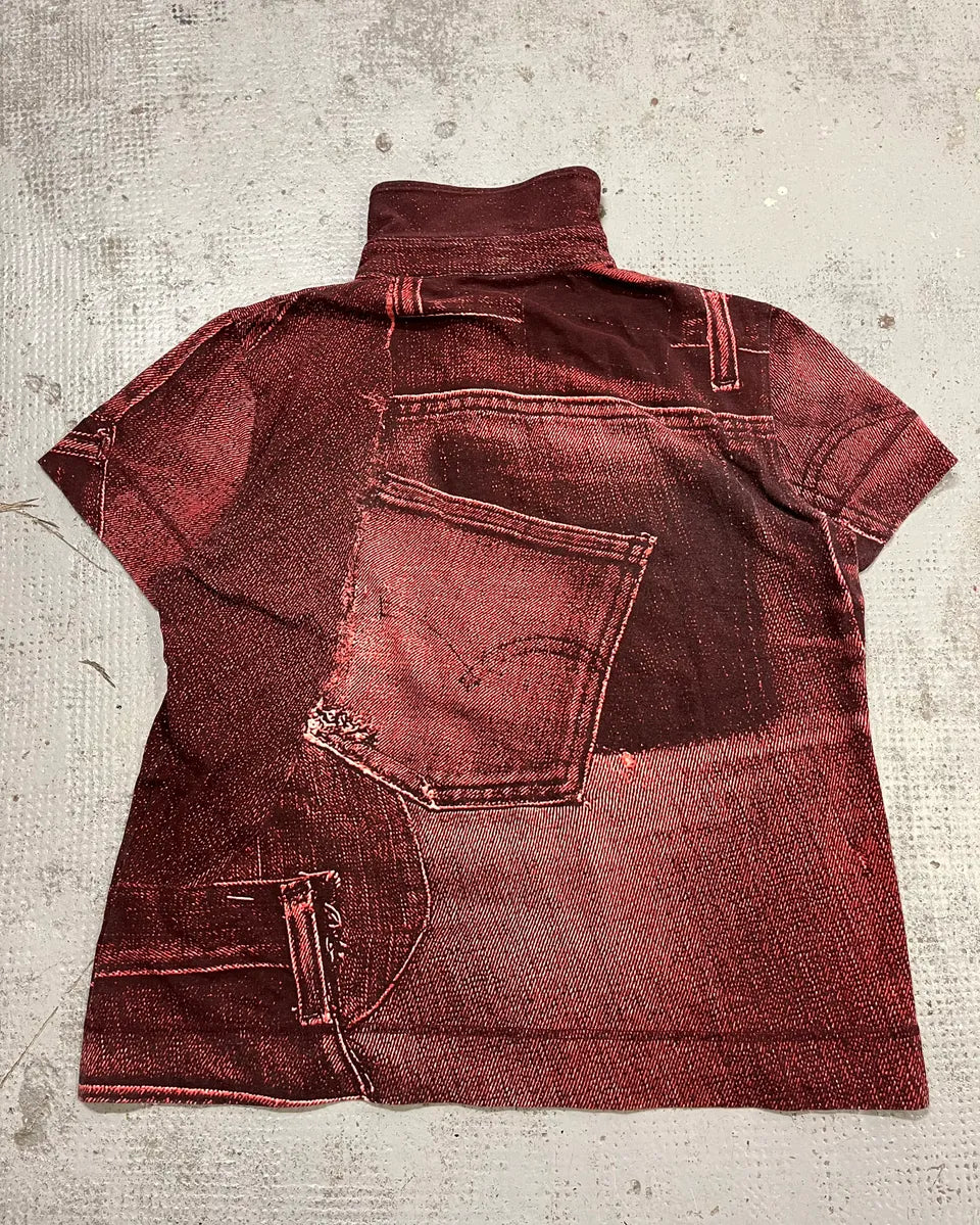 SS2004 Cavalli Red Trompe L’œil Short Sleeves Shirt  cbQJAEI 8