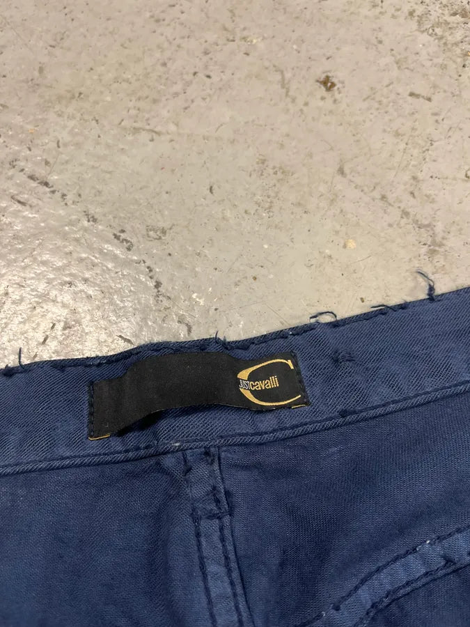 SS2004 Cavalli Scratched Distressed Navy Pants JMeVNnW 10