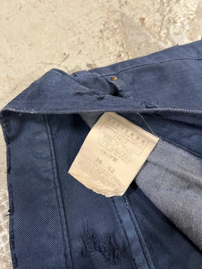 SS2004 Cavalli Scratched Distressed Navy Pants JMeVNnW 11