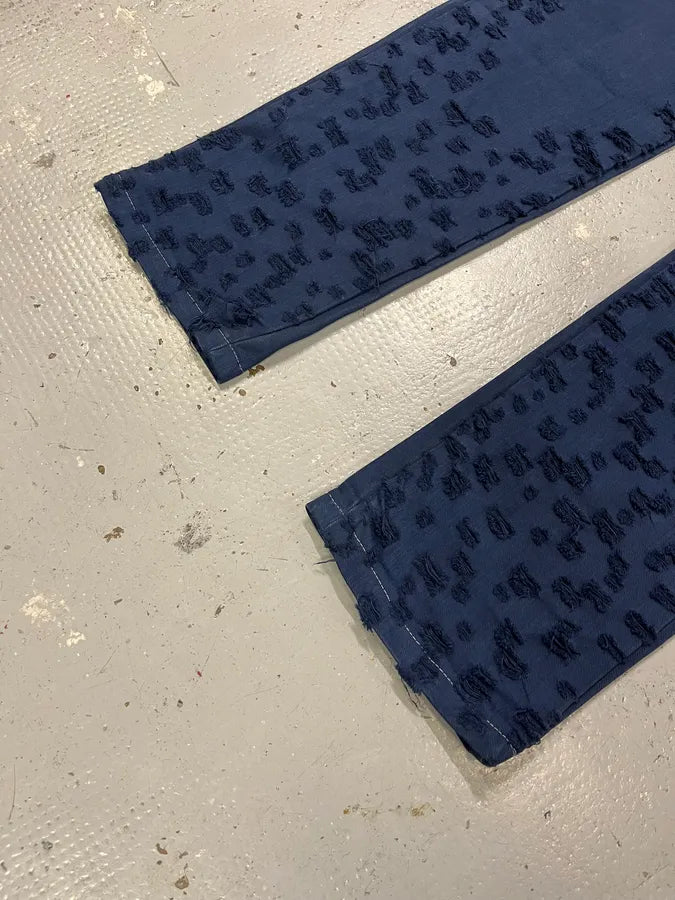 SS2004 Cavalli Scratched Distressed Navy Pants JMeVNnW 7