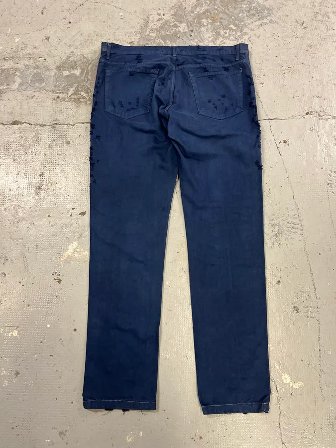 SS2004 Cavalli Scratched Distressed Navy Pants JMeVNnW 8