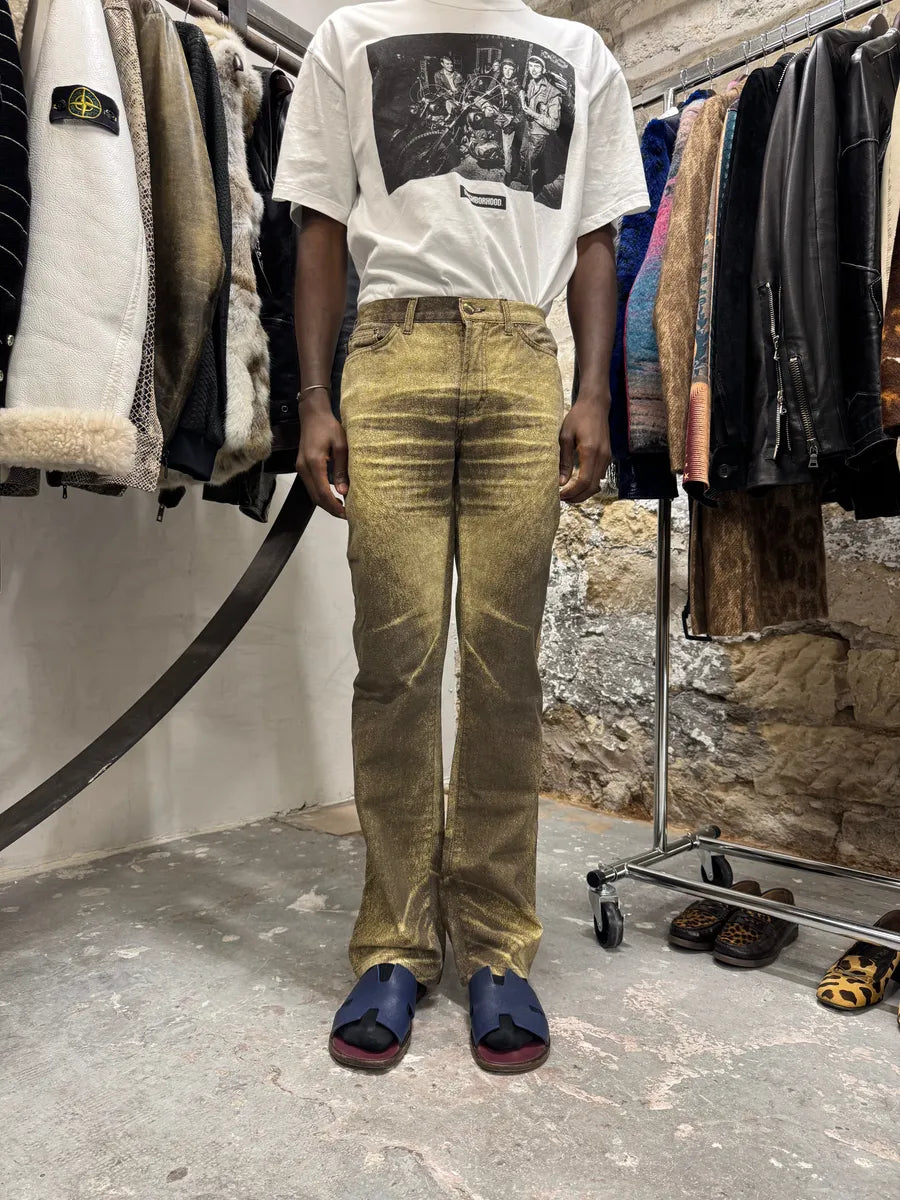 SS2004 Cavalli Shiny Brown Sand Desert Pants (XS) 10