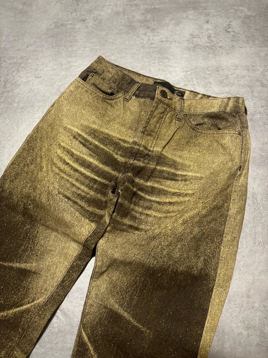SS2004 Cavalli Shiny Brown Sand Desert Pants (XS) 6