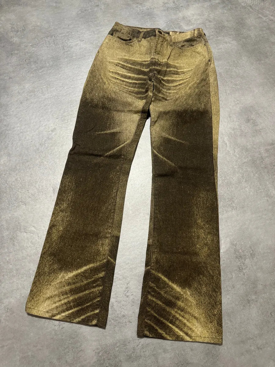 SS2004 Cavalli Shiny Brown Sand Desert Pants (XS) 7