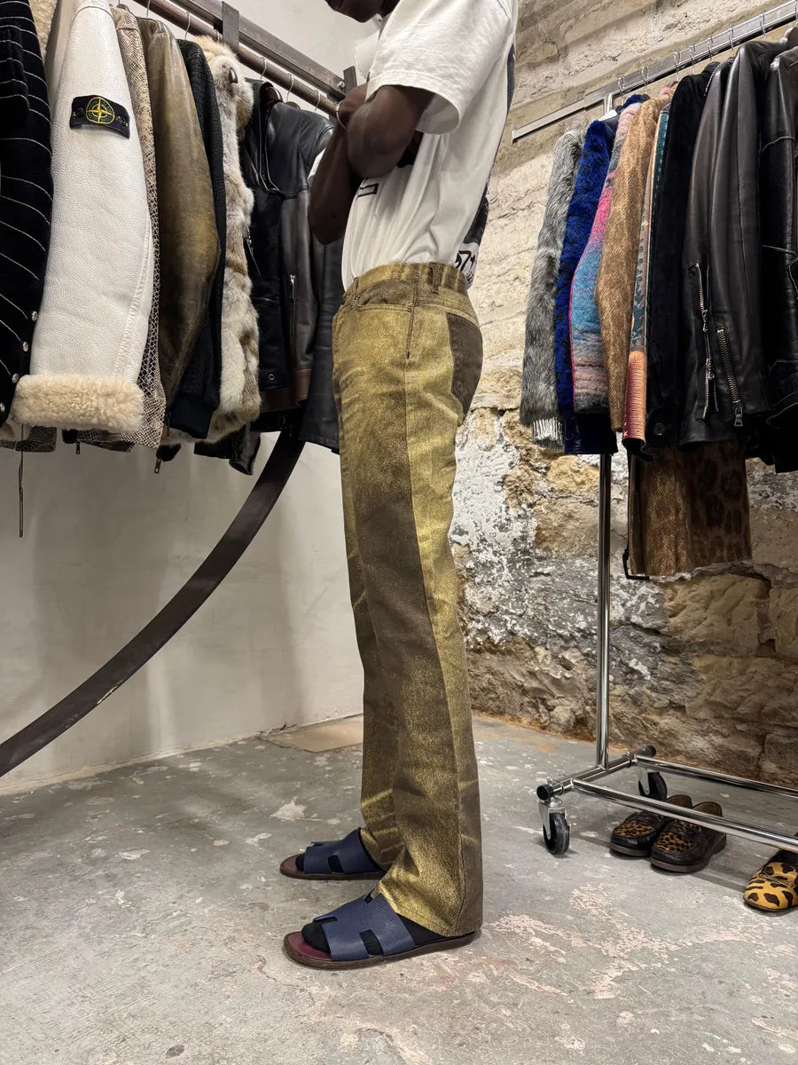 SS2004 Cavalli Shiny Brown Sand Desert Pants (XS) 9