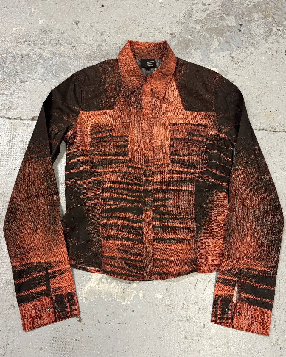 SS2004 Cavalli Sunset Copper Overprint Shirt (M) YZeWlVd 0