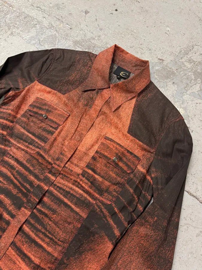 SS2004 Cavalli Sunset Copper Overprint Shirt (M) YZeWlVd 1