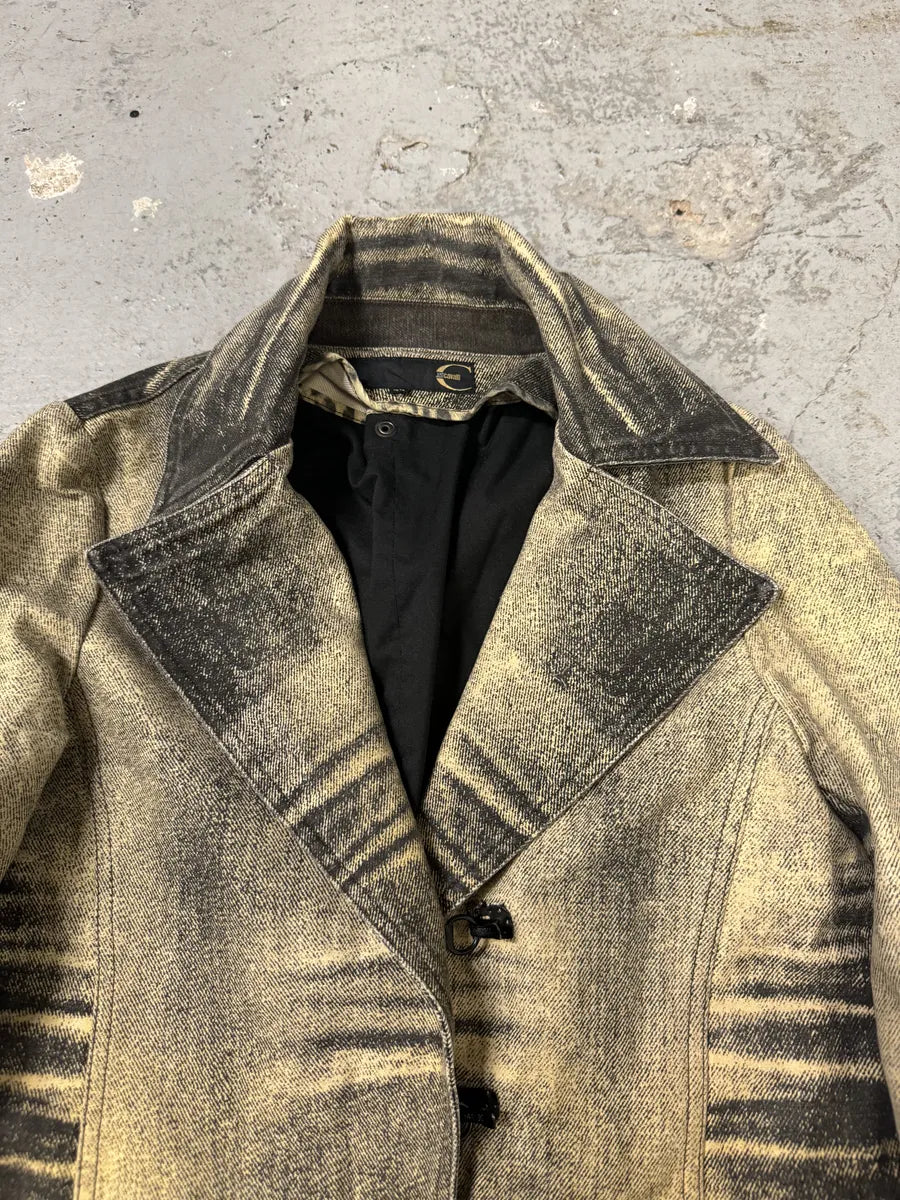 SS2004 Cavalli Sunset Overprint Long Denim Jacket (L) 5