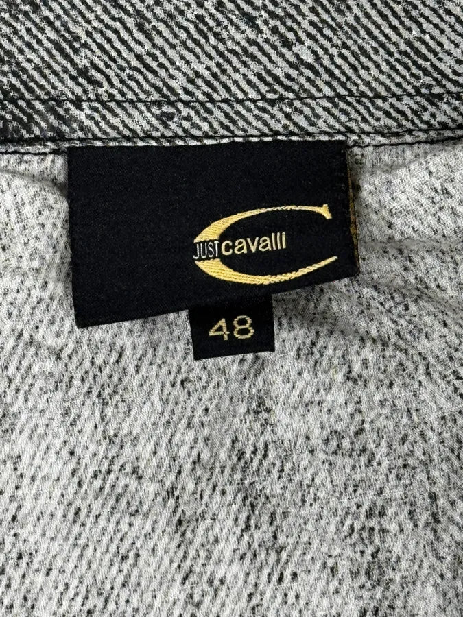 SS2004 Cavalli White & Grey Gradient Overprint Shirt DjJemGW 10