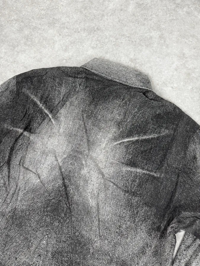 SS2004 Cavalli White & Grey Gradient Overprint Shirt DjJemGW 5