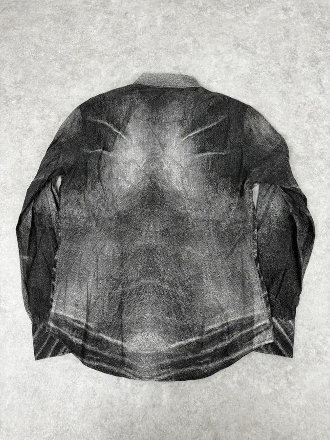 SS2004 Cavalli White & Grey Gradient Overprint Shirt DjJemGW 3