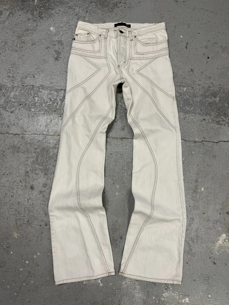 SS2004 Cavalli White Contemporary Geometrical Pants (M) 0