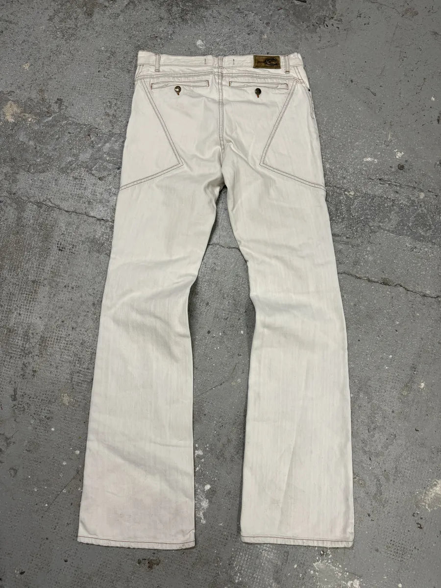 SS2004 Cavalli White Contemporary Geometrical Pants (M) 1