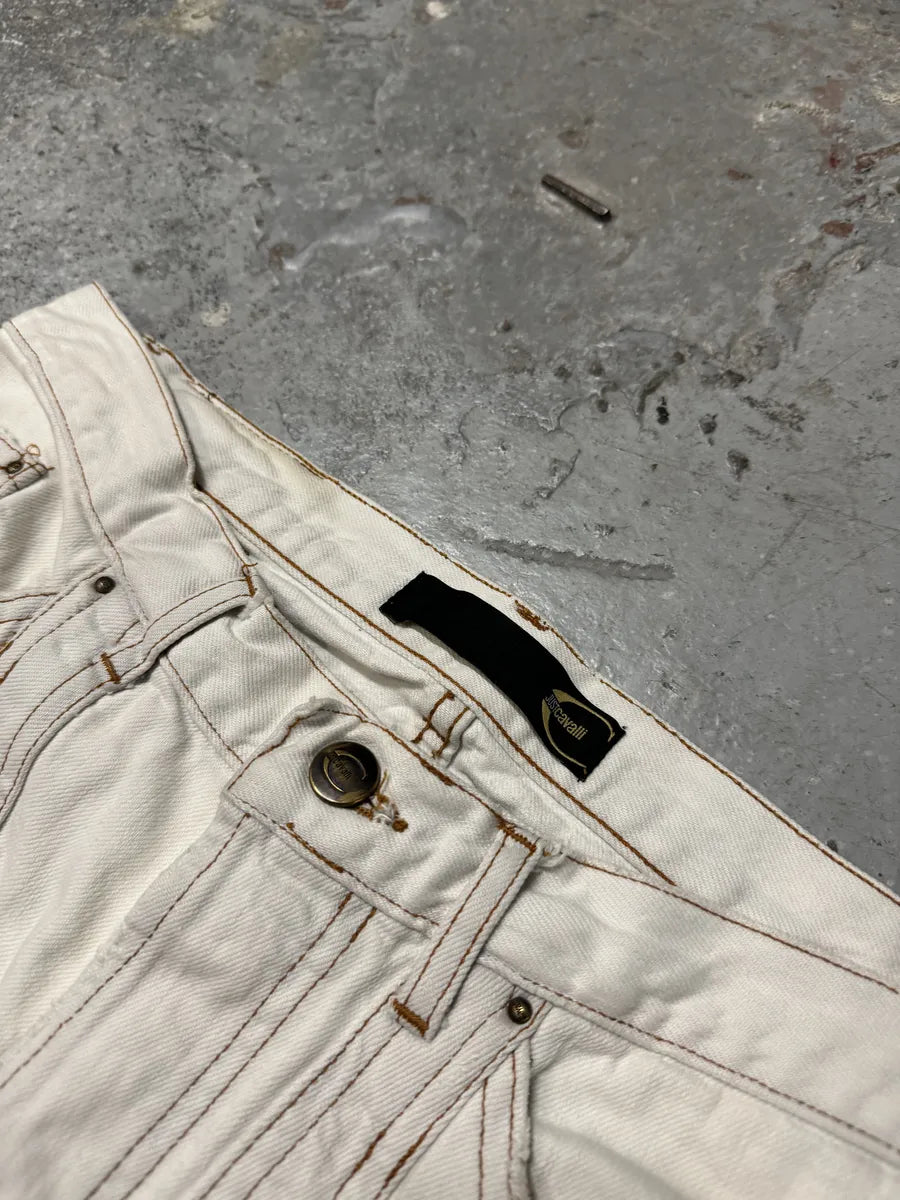 SS2004 Cavalli White Contemporary Geometrical Pants (M) 2