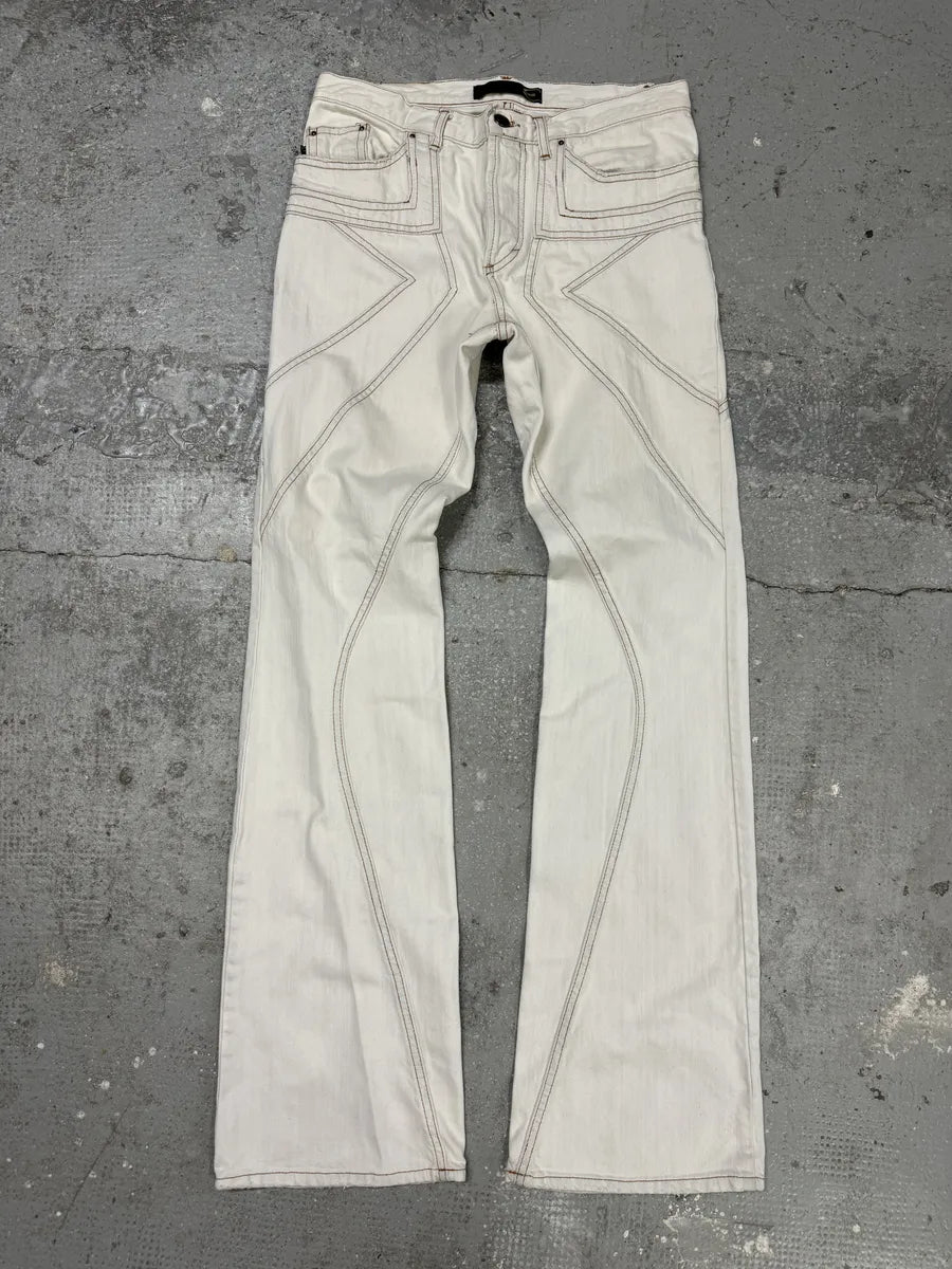 SS2004 Cavalli White Contemporary Geometrical Pants (M) 6
