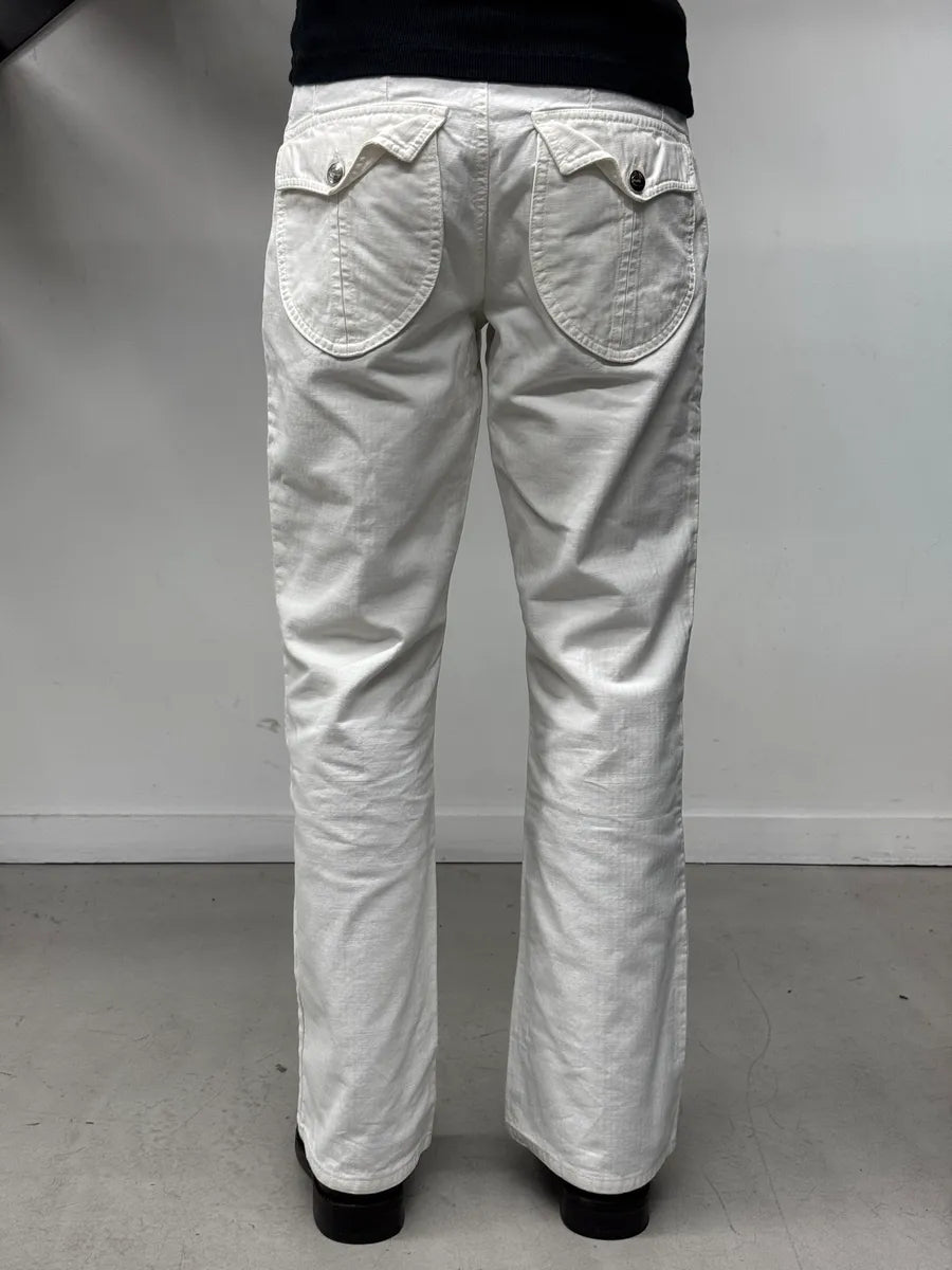 SS2004 Cavalli White Symetrical Pants kAAjNiZ 3