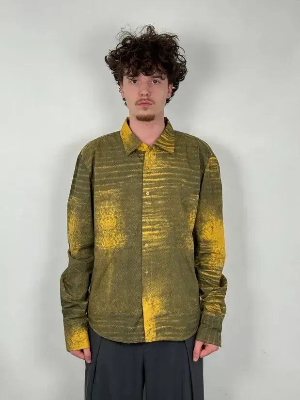 SS2004 Cavalli Yellow Tern Abstract Sunset Shirt kdrJNdW 2
