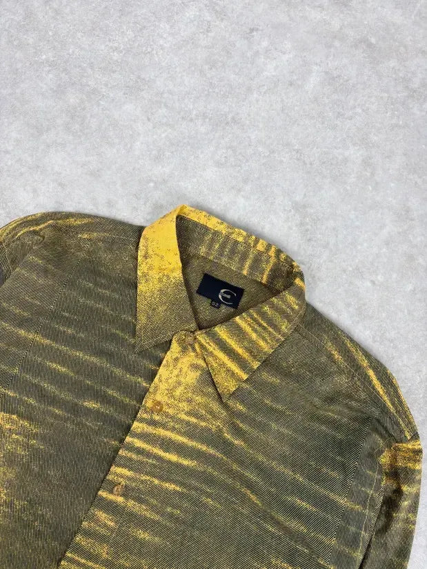 SS2004 Cavalli Yellow Tern Abstract Sunset Shirt kdrJNdW 4