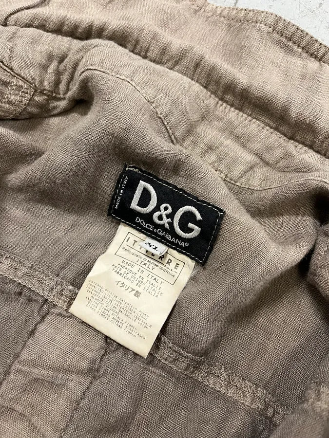 SS2004 Dolce & Gabanna Military Beige Linen Shirt tChCdqd 10