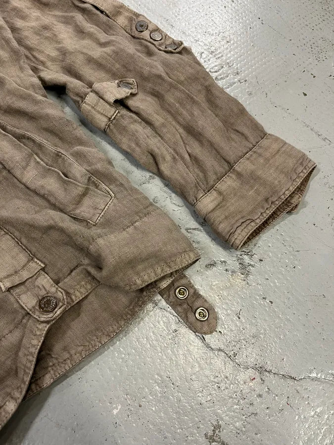 SS2004 Dolce & Gabanna Military Beige Linen Shirt tChCdqd 5