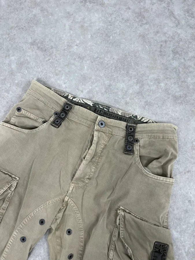 AW2004 Dolce & Gabbana Beige Aviator Parachute Cargo Pants TUpcUme 5