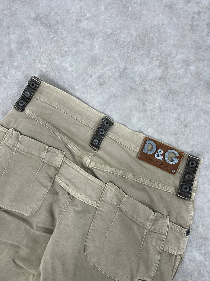 AW2004 Dolce & Gabbana Beige Aviator Parachute Cargo Pants TUpcUme 7