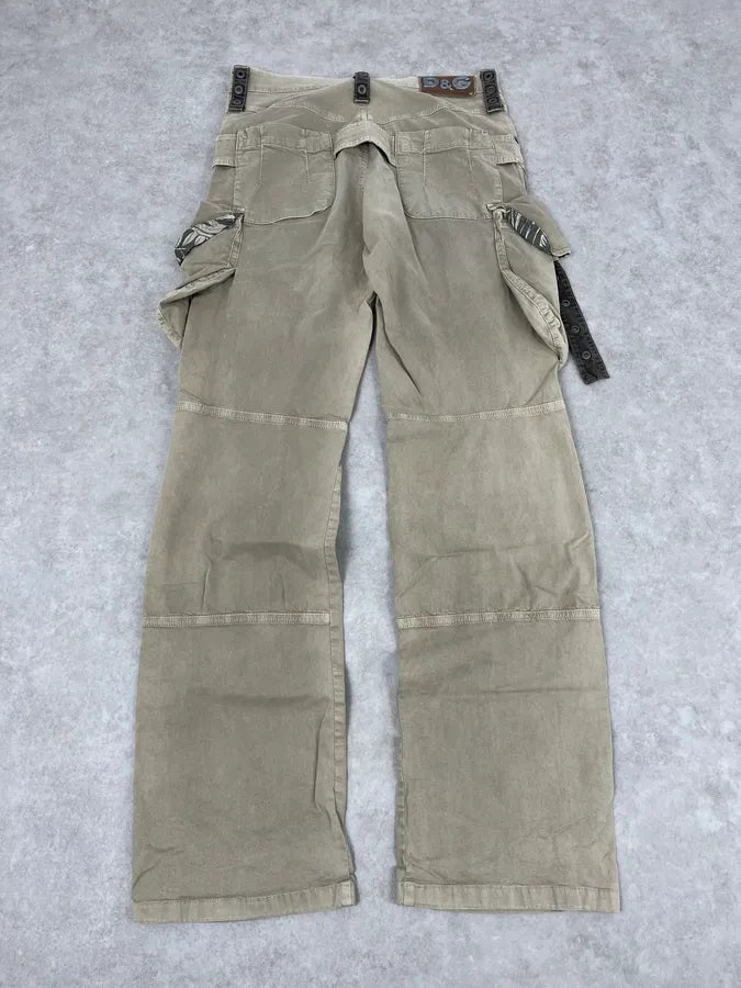 AW2004 Dolce & Gabbana Beige Aviator Parachute Cargo Pants TUpcUme 6