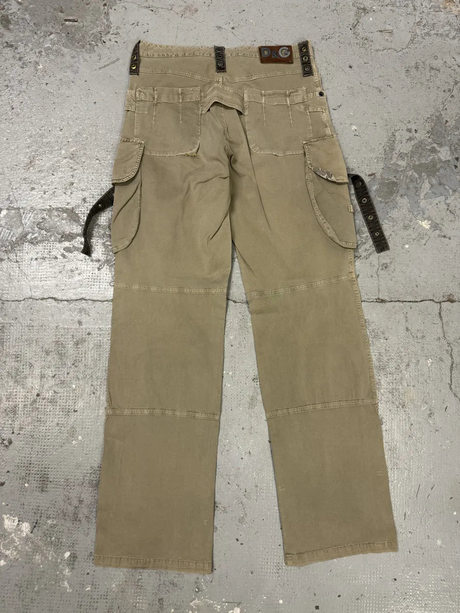 SS2004 Dolce & Gabbana Beige Cargo Parachute Pants aflhbaD 1