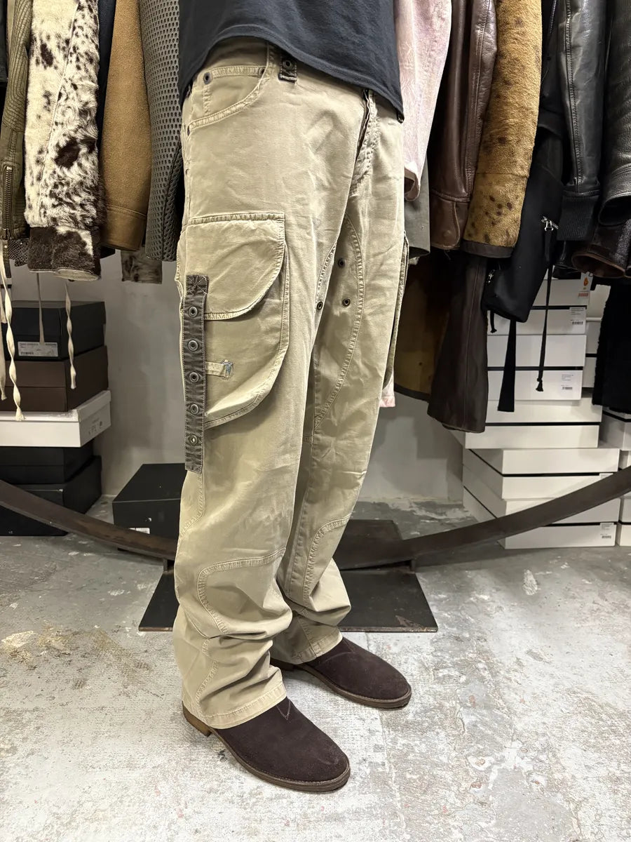 SS2004 Dolce & Gabbana Beige Cargo Parachute Pants aflhbaD 5