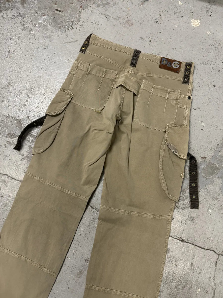 SS2004 Dolce & Gabbana Beige Cargo Parachute Pants aflhbaD 7