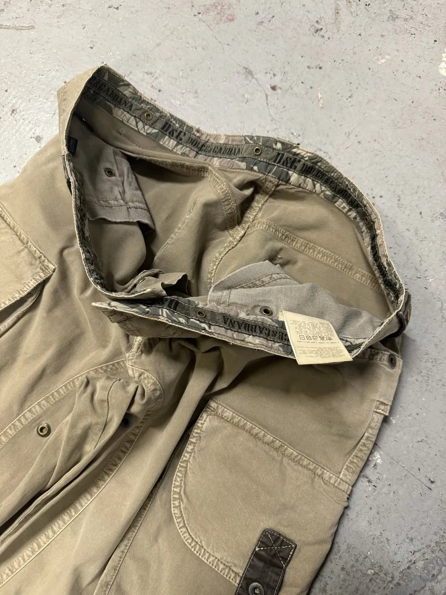 SS2004 Dolce & Gabbana Beige Cargo Parachute Pants aflhbaD 8