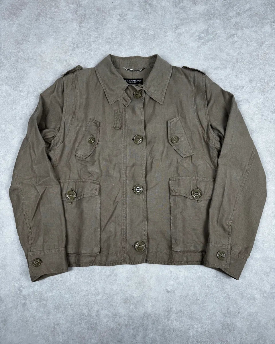 SS2004 Dolce & Gabbana Beige Linen Buttoned Jacket dukmciQ 0