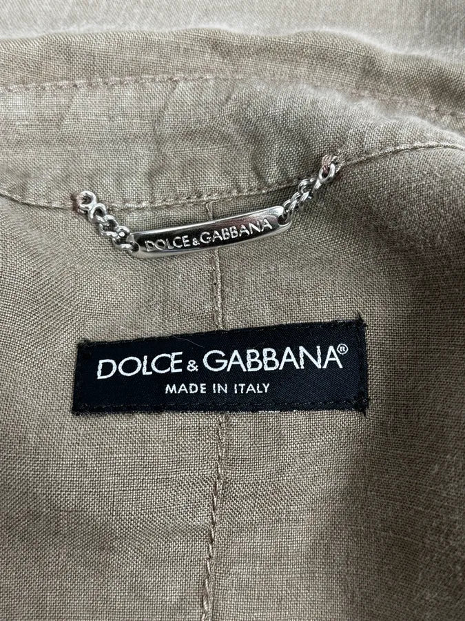 SS2004 Dolce & Gabbana Beige Linen Buttoned Jacket dukmciQ 9