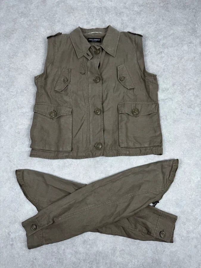 SS2004 Dolce & Gabbana Beige Linen Buttoned Jacket dukmciQ 7