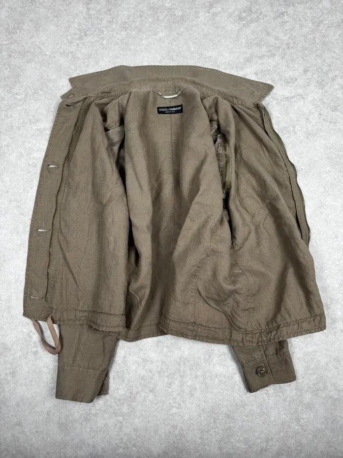 SS2004 Dolce & Gabbana Beige Linen Buttoned Jacket dukmciQ 8