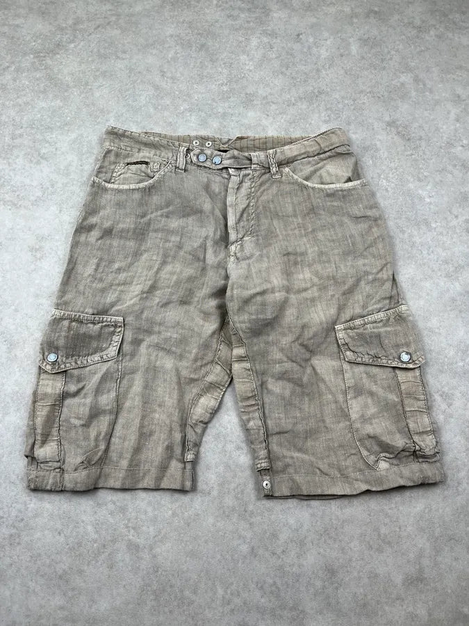 SS2004 Dolce & Gabbana Beige Linen Cargo Shorts YDBYEVh 0