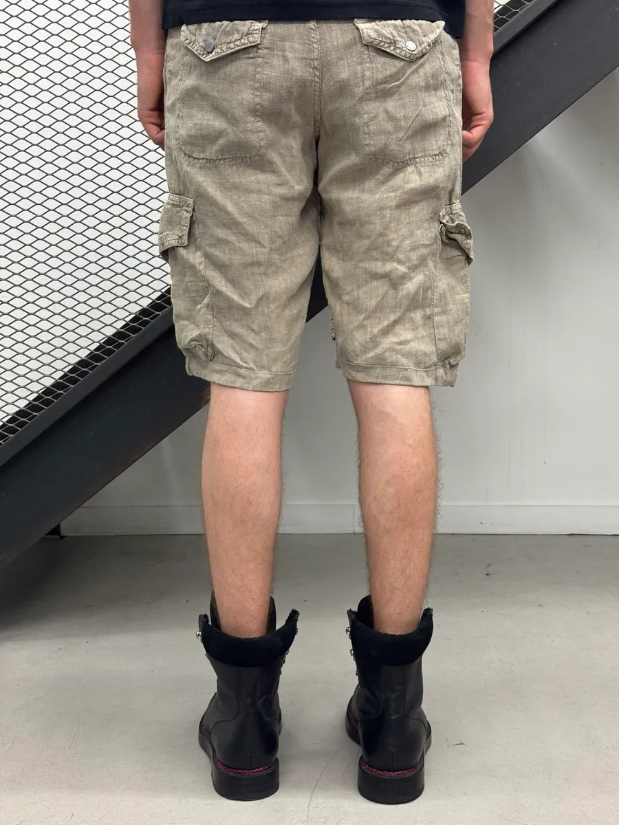 SS2004 Dolce & Gabbana Beige Linen Cargo Shorts YDBYEVh 3