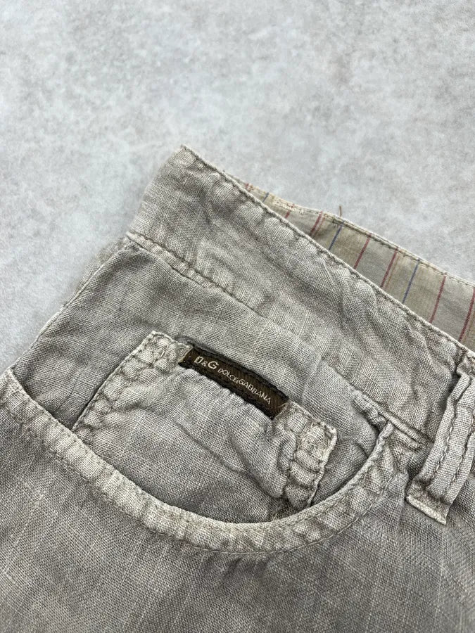 SS2004 Dolce & Gabbana Beige Linen Cargo Shorts YDBYEVh 6