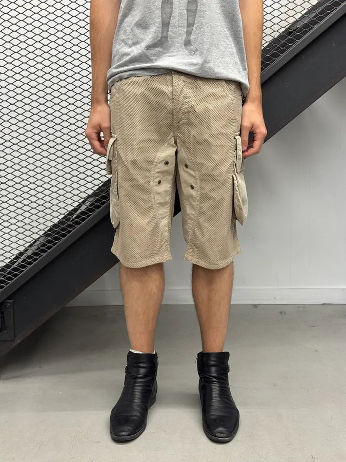 SS2004 Dolce & Gabbana Beige Mesh Cargo Shorts jVASyWX 1