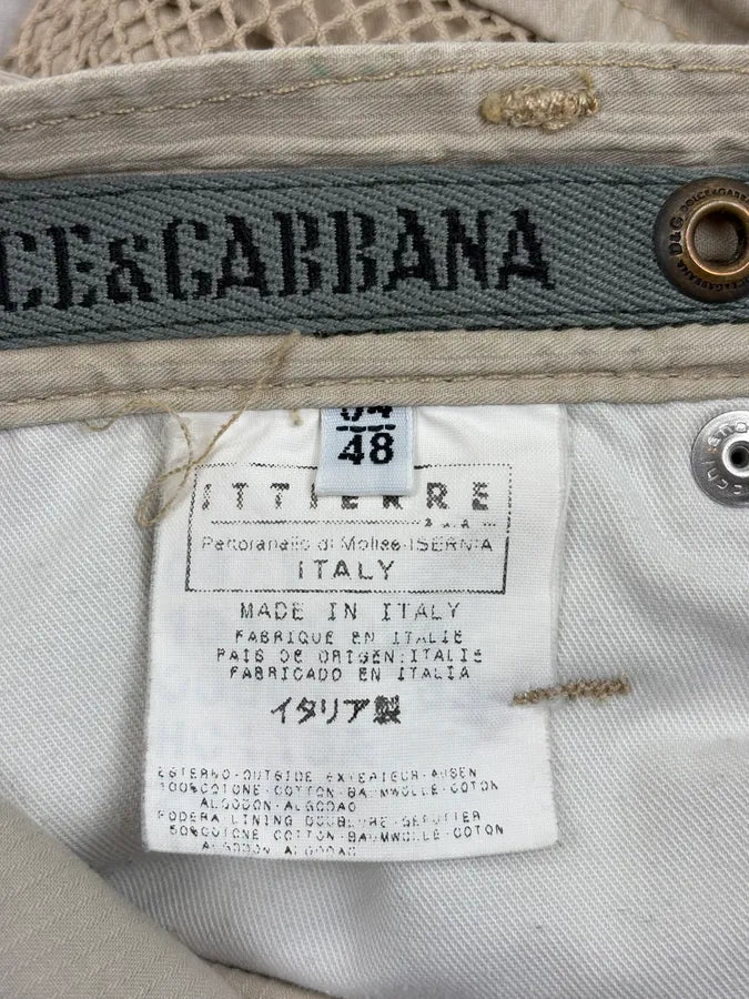 SS2004 Dolce & Gabbana Beige Mesh Cargo Shorts jVASyWX 11