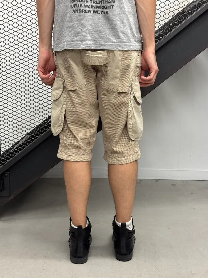 SS2004 Dolce & Gabbana Beige Mesh Cargo Shorts jVASyWX 3