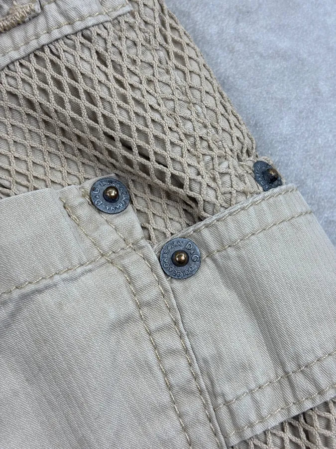 SS2004 Dolce & Gabbana Beige Mesh Cargo Shorts jVASyWX 9
