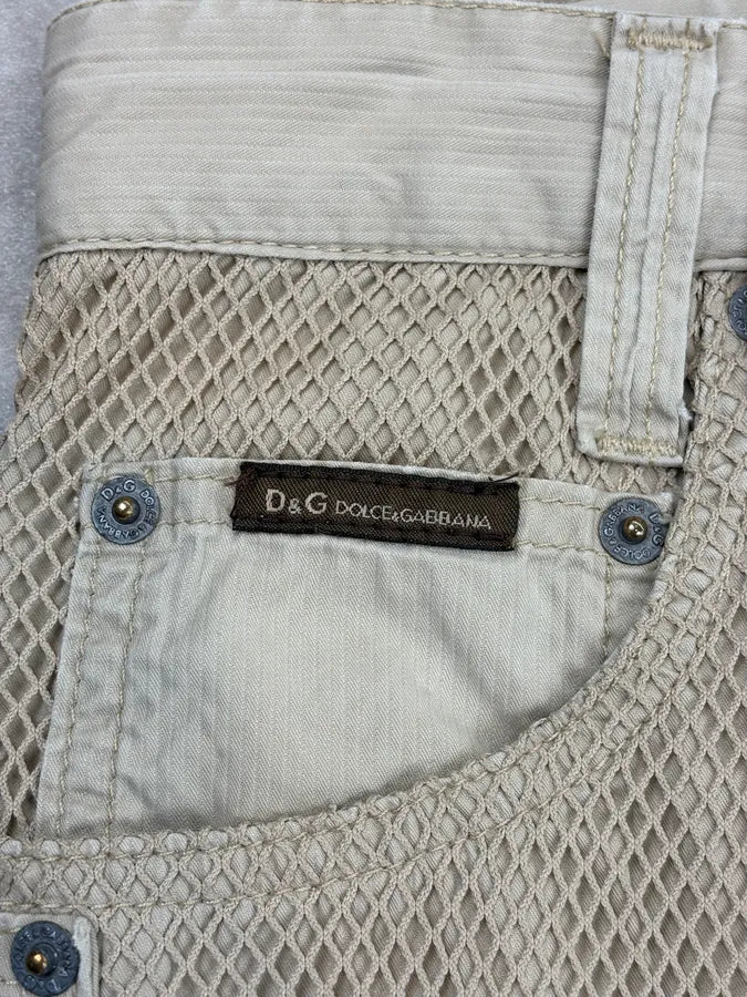 SS2004 Dolce & Gabbana Beige Mesh Cargo Shorts jVASyWX 10