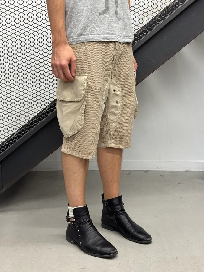 SS2004 Dolce & Gabbana Beige Mesh Cargo Shorts jVASyWX 2