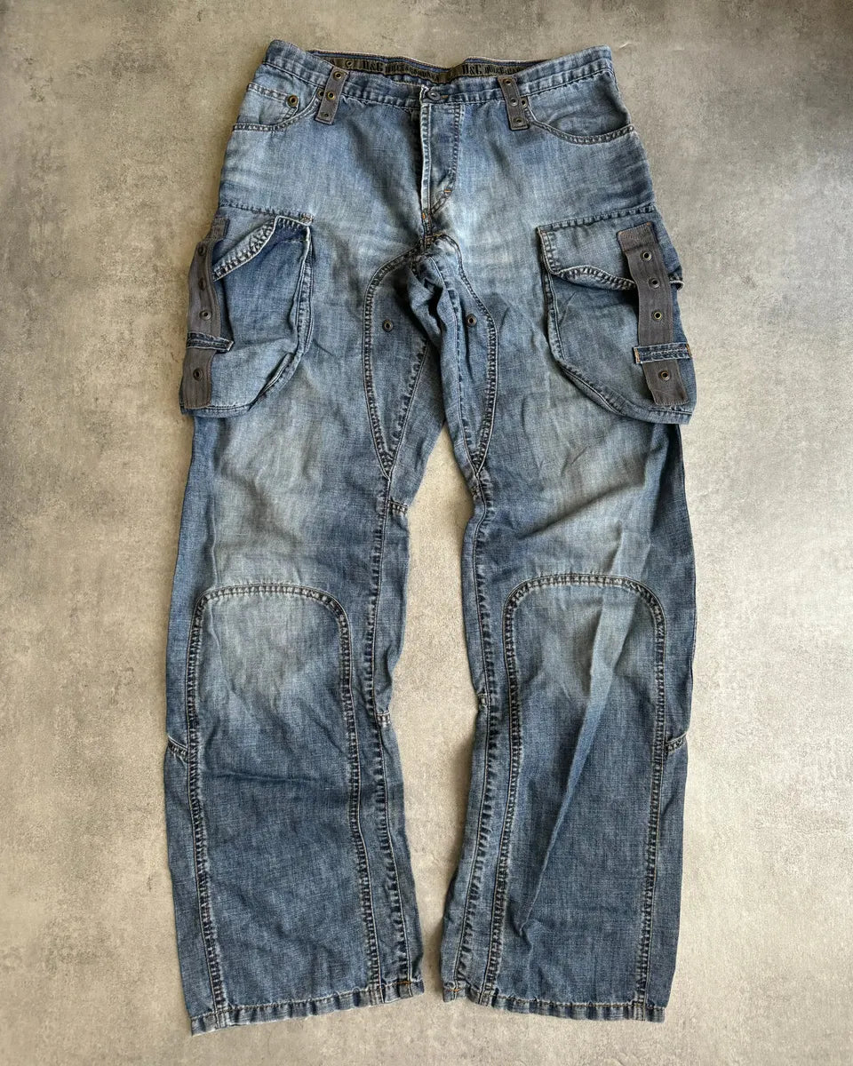 SS2004 Dolce & Gabbana Blue Denim Cargo Relaxed Pants jzasQvv 0