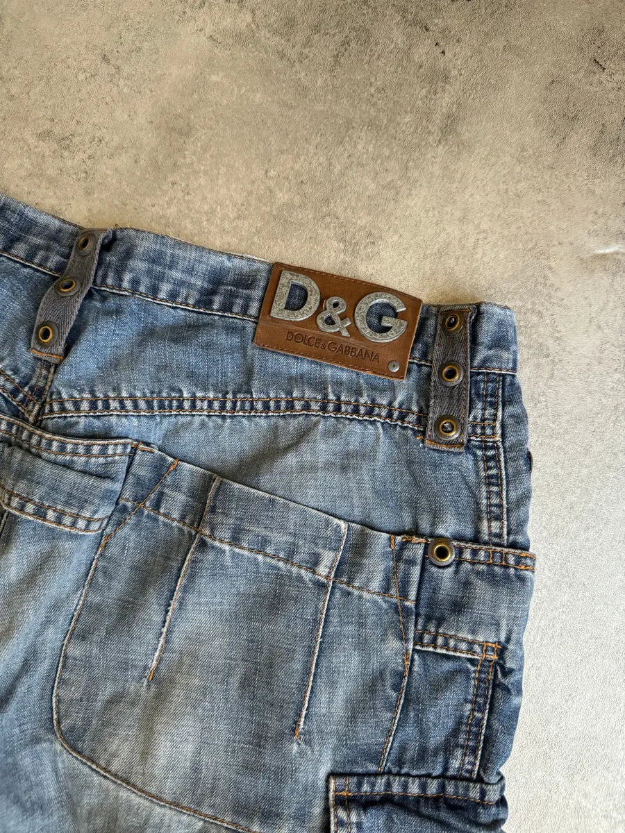 SS2004 Dolce & Gabbana Blue Denim Cargo Relaxed Pants jzasQvv 2