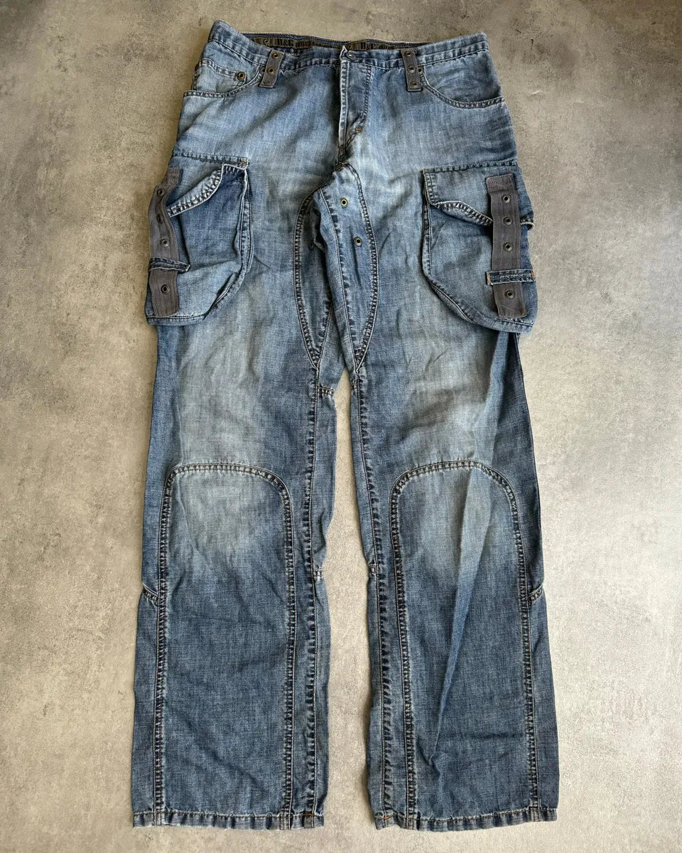 SS2004 Dolce & Gabbana Blue Denim Cargo Relaxed Pants jzasQvv 4