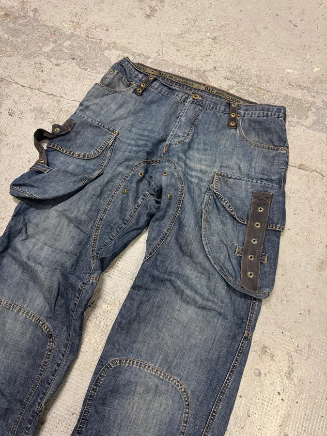 SS2004 Dolce & Gabbana Blue Parachute Cargo Denim Jeans gNoGfqb 1