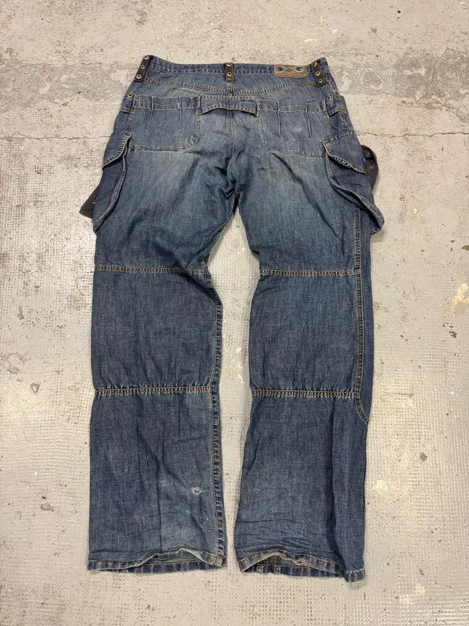 SS2004 Dolce & Gabbana Blue Parachute Cargo Denim Jeans gNoGfqb 6